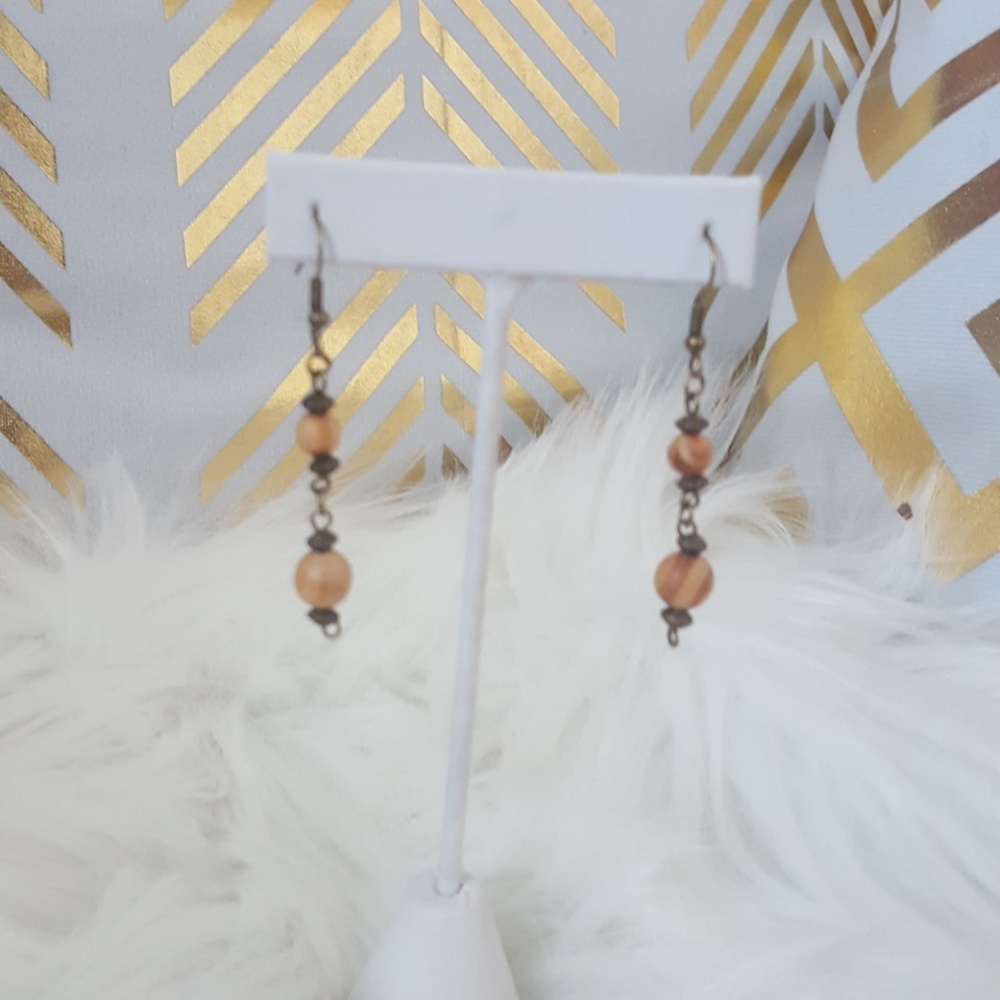 Handcrafted Brown wooden dangle earrings